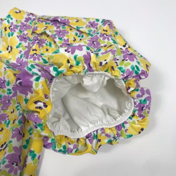 River Island floral Puffed Sleeve tie front crop top Yellow and Purple size 14 - Picture 8 of 14